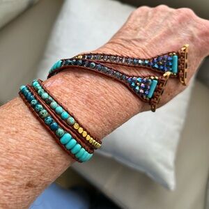I watch wrap bracelet/band… Turquoise and Gold Beaded Bracelet